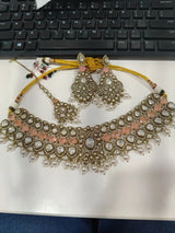 Antique Brass Necklace Set with Traditional Motifs