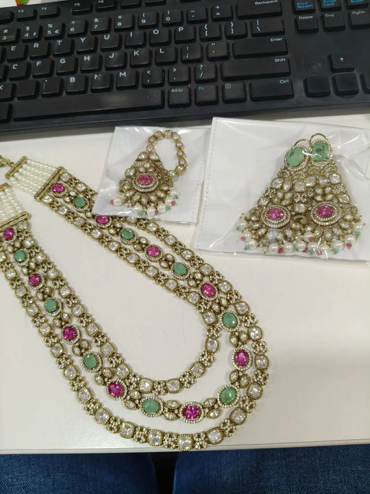 Antique Brass Temple Necklace Set