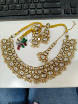 Antique Brass Necklace Set with Traditional Finish