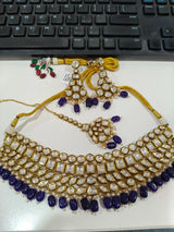Blue and White Enamel Brass Necklace Set