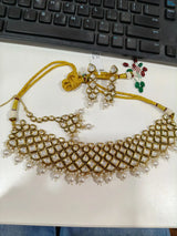 Antique Finish Brass Necklace Set with Traditional Motifs