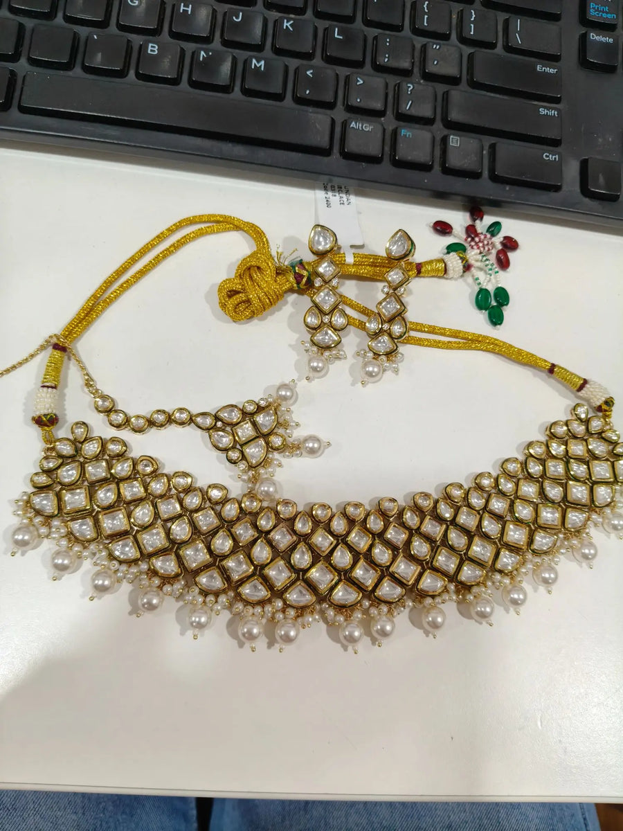 Antique Finish Brass Necklace Set with Traditional Motifs