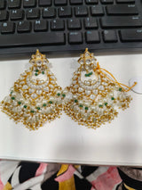 Antique Brass Jhumka Earrings with Meenakari Finish