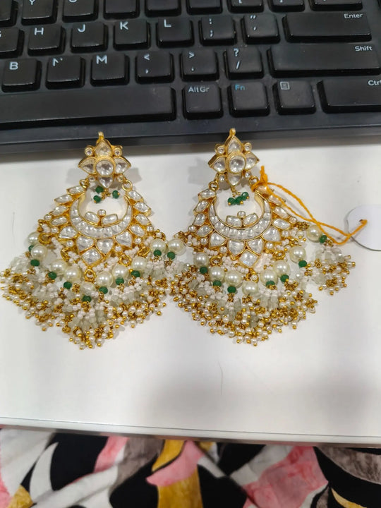Antique Brass Jhumka Earrings with Meenakari Finish