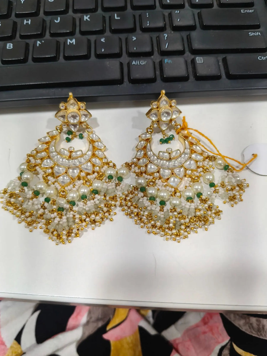 Antique Brass Jhumka Earrings with Meenakari Finish