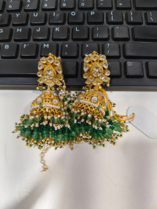 Antique Brass Earrings with Traditional Meenakari Finish