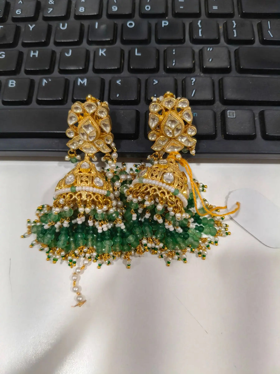 Antique Brass Earrings with Traditional Meenakari Finish