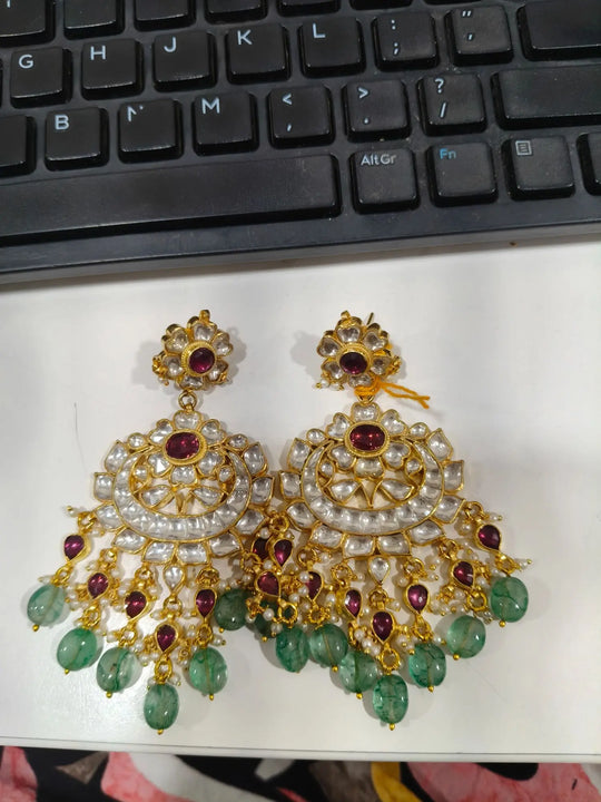Antique Brass Earrings with Traditional Indian Motifs