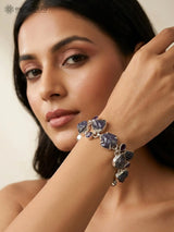 Tanzanite and Faceted Amethyst Sterling Silver Toggle Bracelet