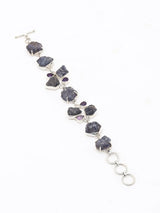 Tanzanite and Faceted Amethyst Sterling Silver Toggle Bracelet