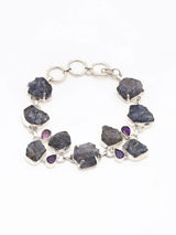 Tanzanite and Faceted Amethyst Sterling Silver Toggle Bracelet
