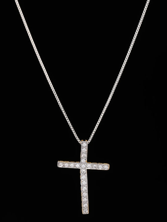 Stone Studded Brass Cross Pendant