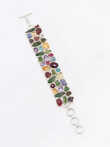 Raw Gemstone Toggle Clasp Sterling Silver Bracelet