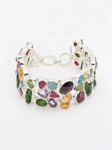 Raw Gemstone Toggle Clasp Sterling Silver Bracelet