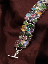 Raw Gemstone Toggle Clasp Sterling Silver Bracelet