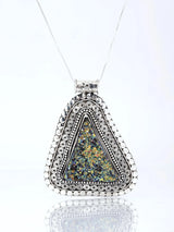 Triangular Peacock Sterling Silver Pendant