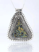 Triangular Peacock Sterling Silver Pendant