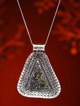 Triangular Peacock Sterling Silver Pendant