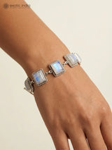 Rainbow Moonstone Sterling Silver Princess Bracelet