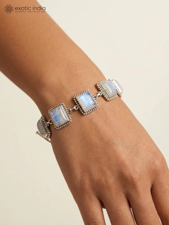 Rainbow Moonstone Sterling Silver Princess Bracelet