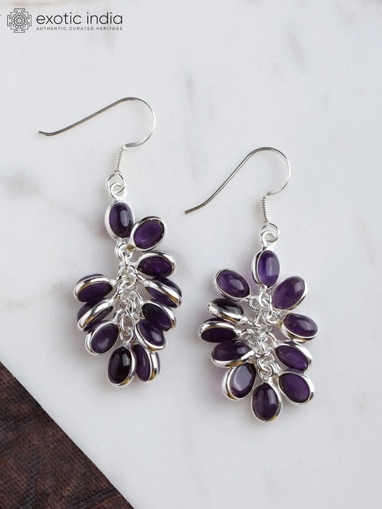 Amethyst Cluster Sterling Silver Earrings