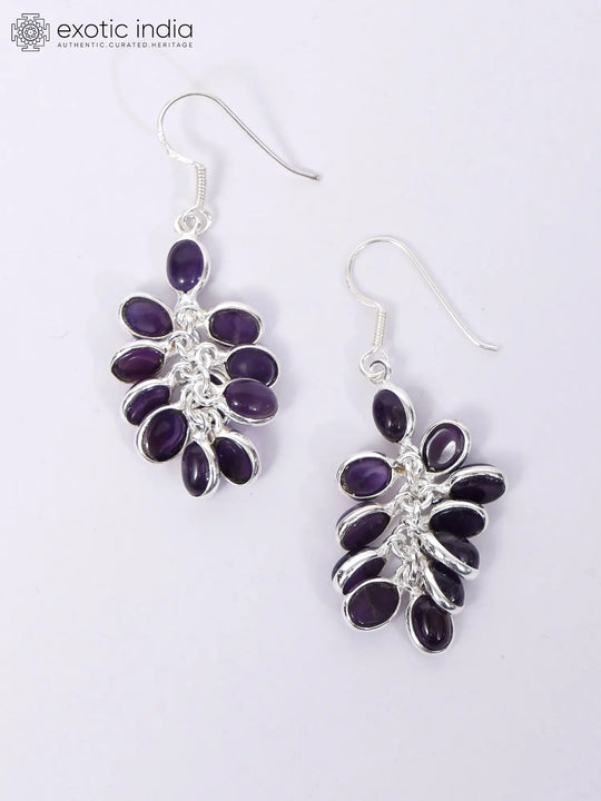 Amethyst Cluster Sterling Silver Earrings