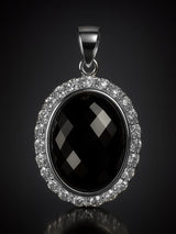 Oval Faceted Zircon Sterling Silver Pendant