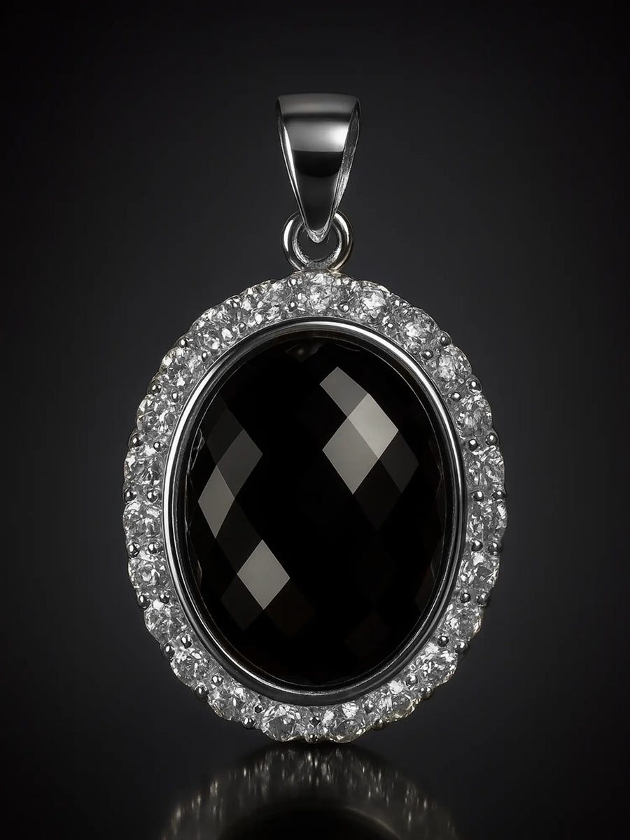 Oval Faceted Zircon Sterling Silver Pendant
