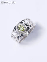 Faceted Peridot Sterling Silver Ring
