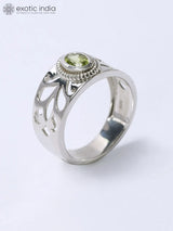 Faceted Peridot Sterling Silver Ring