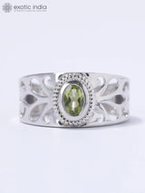 Faceted Peridot Sterling Silver Ring