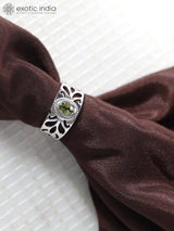 Faceted Peridot Sterling Silver Ring