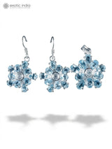 Blue Topaz Citrine and Iolite Sterling Silver Pendant and Earrings Set