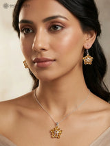 Blue Topaz Citrine and Iolite Sterling Silver Pendant and Earrings Set