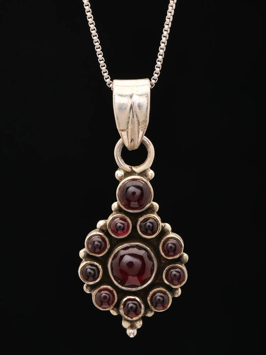 Garnet Sterling Silver Pendant and Earrings Set