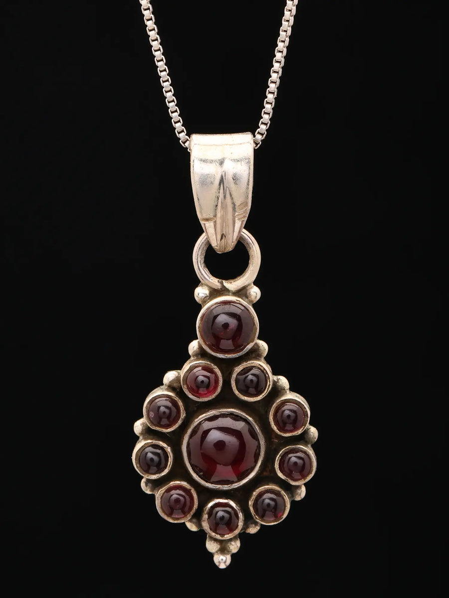 Garnet Sterling Silver Pendant and Earrings Set