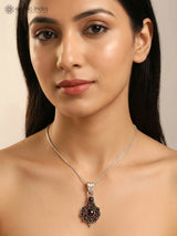 Garnet Sterling Silver Pendant and Earrings Set