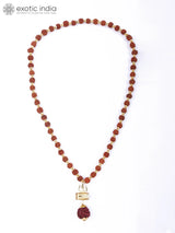 Trident Damru Rudraksha Mala Necklace in Brass