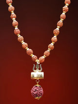 Trident Damru Rudraksha Mala Necklace in Brass