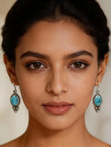 Tibetan Turquoise Sterling Silver Drop Earrings