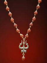 Trident Damaru Rudraksha Brass Devotional Necklace