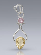 Faceted Amethyst and Lemon Topaz Sterling Silver Pendant