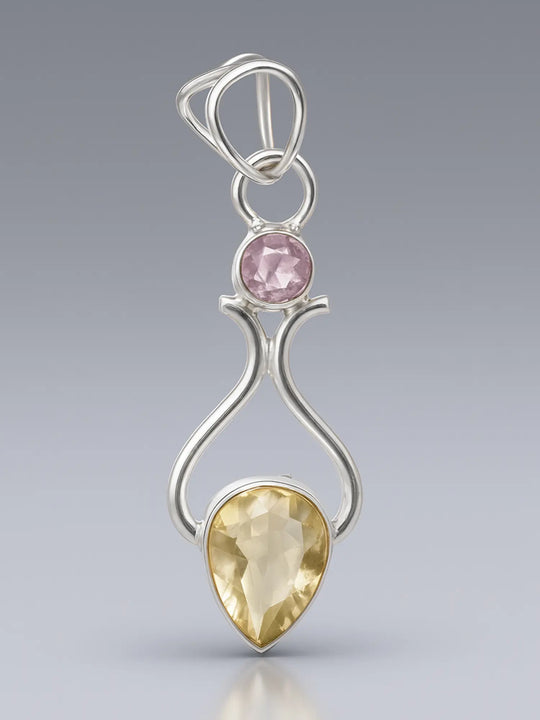 Faceted Amethyst and Lemon Topaz Sterling Silver Pendant