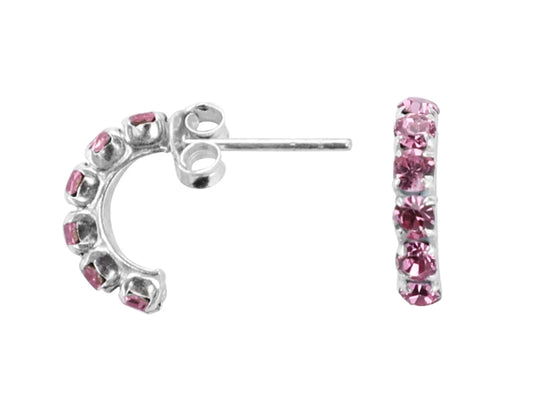 Cubic Zirconia Sterling Silver Half Hoop Earrings