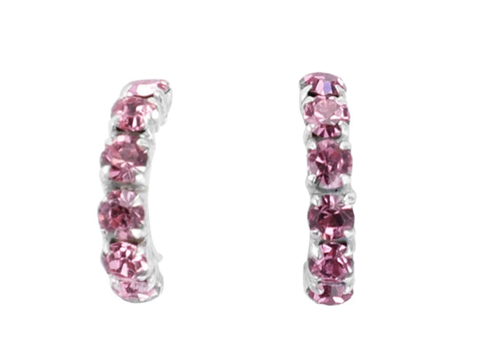 Cubic Zirconia Sterling Silver Half Hoop Earrings