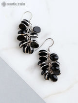 Black Onyx Cluster Sterling Silver Earrings
