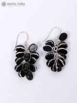 Black Onyx Cluster Sterling Silver Earrings