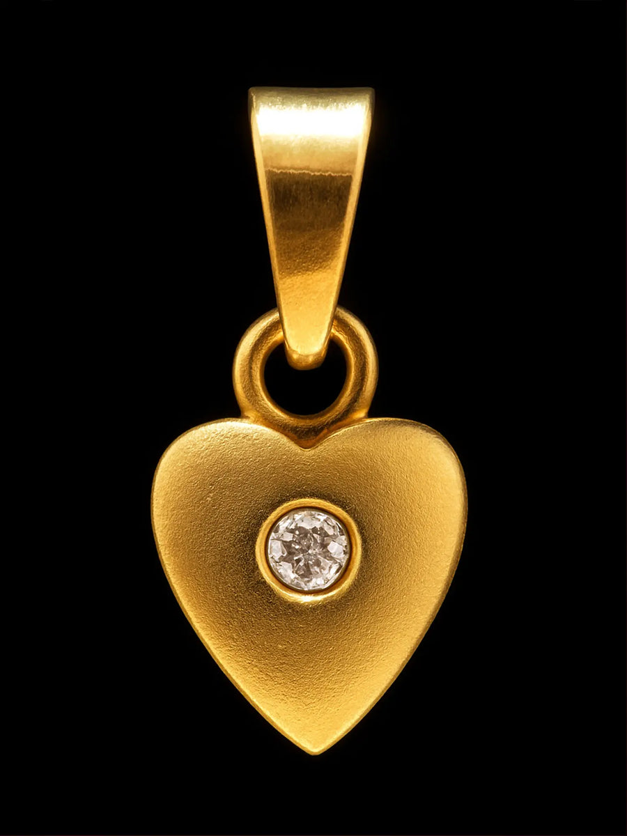 Diamond Set 18K Gold Heart Pendant for Valentine