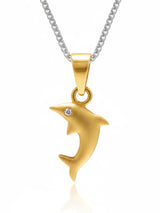 Dolphin Diamond Eye 18K Gold Pendant