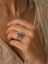 Navaratna Sterling Silver Finger Ring